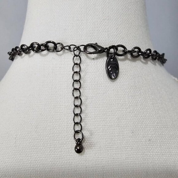 💎Charming Charlie Vintage Gun Metal Acrylic Drop Smokey Quartz Link Necklace - Picture 5 of 6
